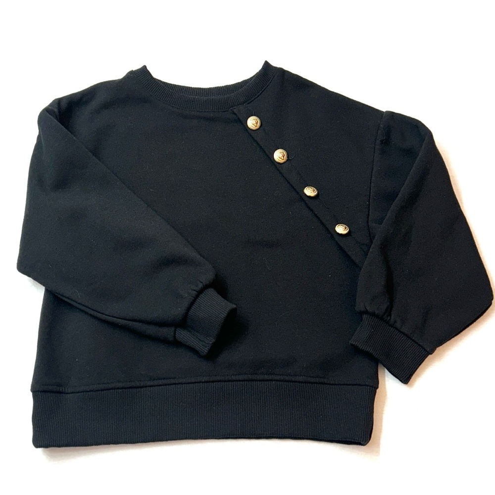 Zara Girls Gold Button Embellished Sweatshirt, Size 7
